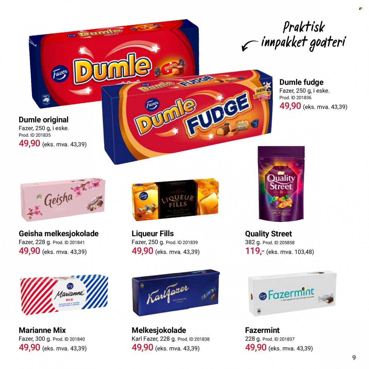Kundeavis Europris - Produkter fra tilbudsaviser - melkesjokolade. Side 9.