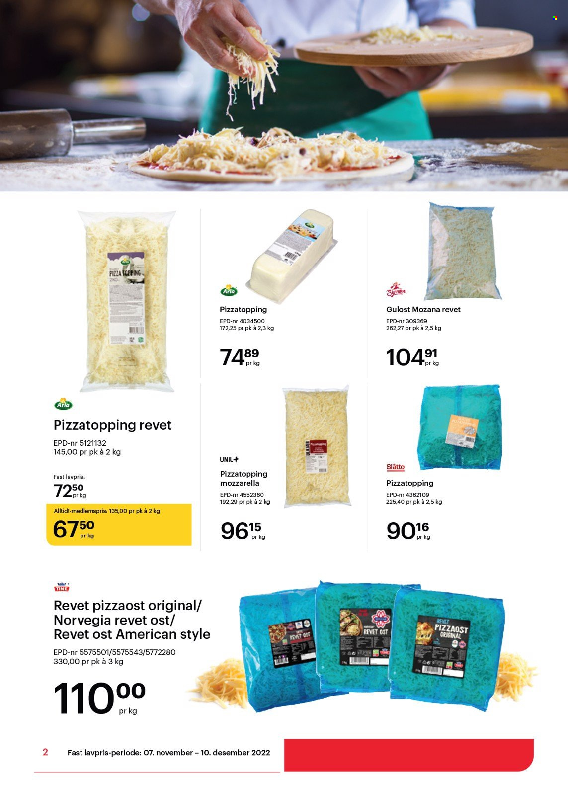 Kundeavis Storcash - 7.11.2022 - 10.12.2022 - Produkter fra tilbudsaviser - pizza, gulost, ost, Arla, Norvegia. Side 2.