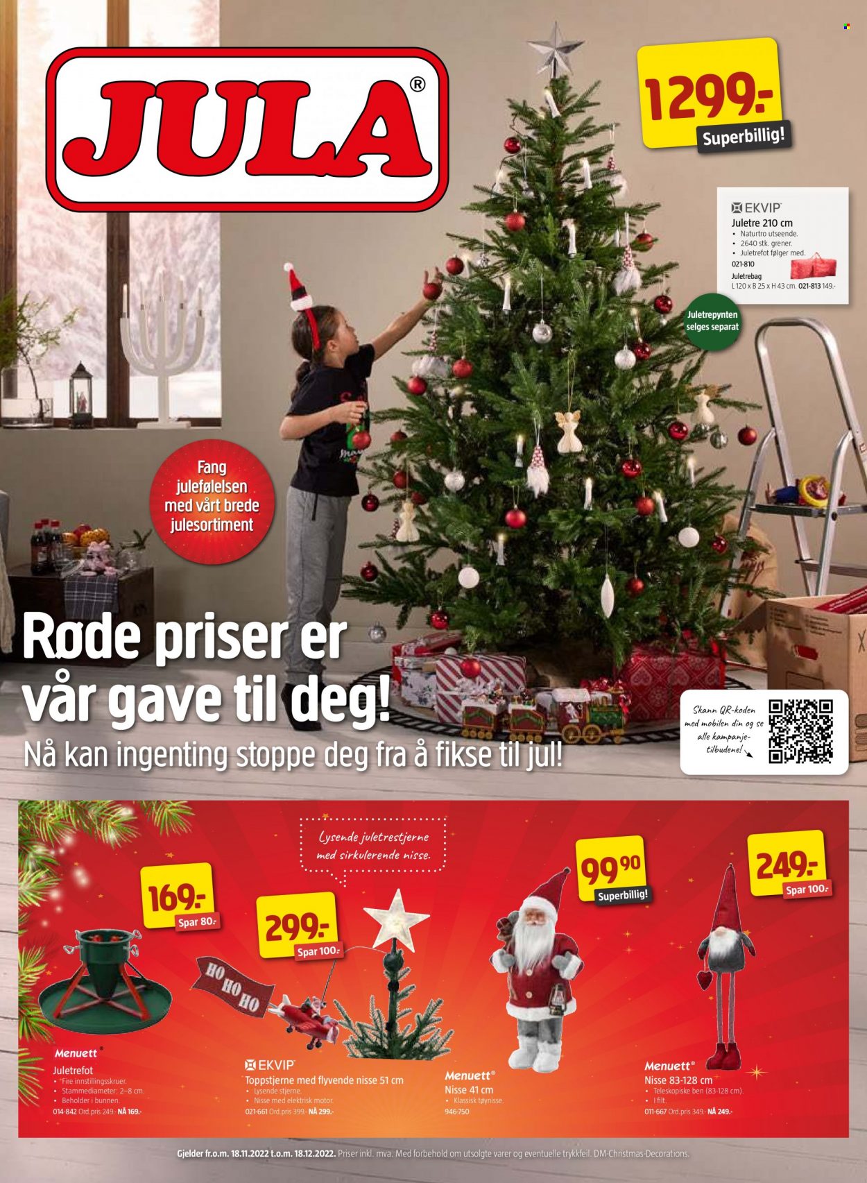 Kundeavis Jula - 18.11.2022 - 18.12.2022 - Produkter fra tilbudsaviser - Jul, juletre. Side 1.