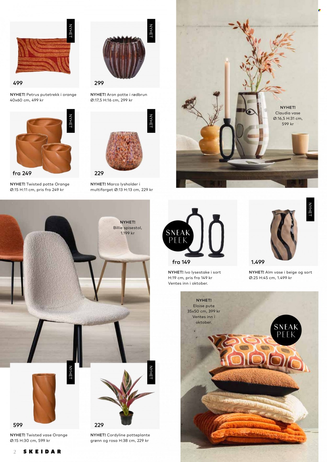 thumbnail - Kundeavis Skeidar - Produkter fra tilbudsaviser - putetrekk, pute, stol, spisestol, vase, lysholder. Side 2.
