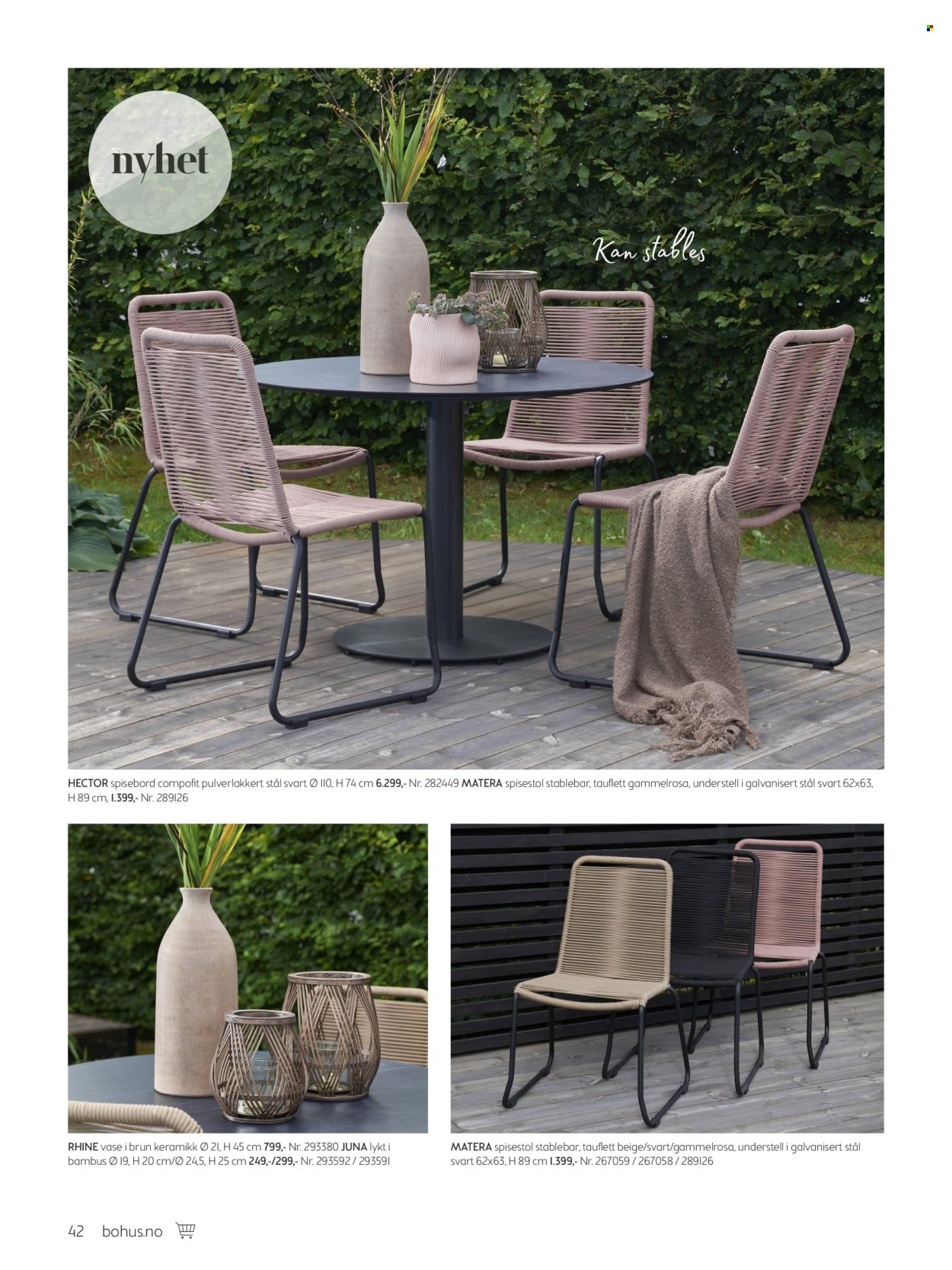 thumbnail - Kundeavis Bohus - Produkter fra tilbudsaviser - kan, bord, spisebord, stol, spisestol, vase. Side 42.
