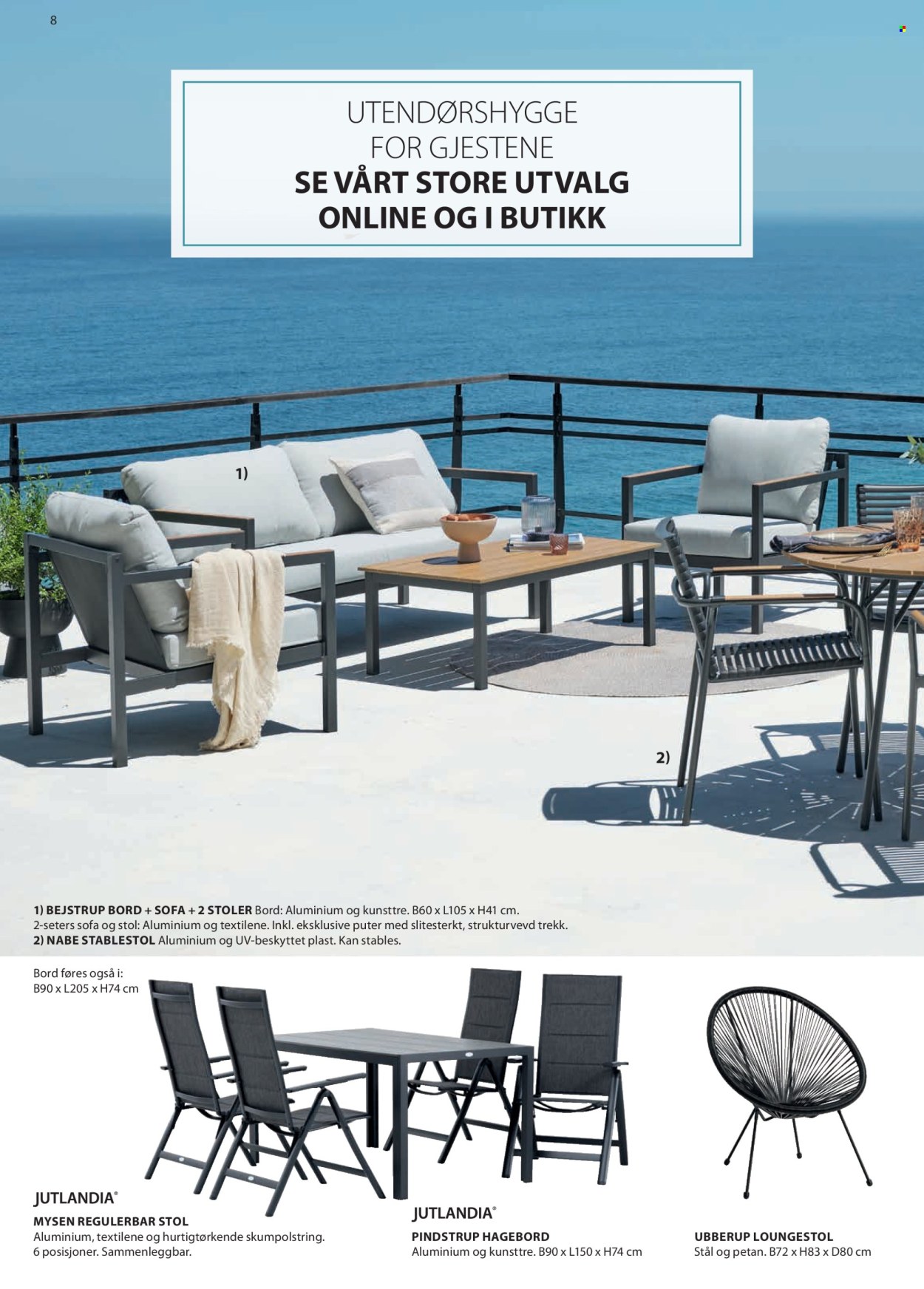 thumbnail - Kundeavis JYSK - Produkter fra tilbudsaviser - hagemøbler sett, stol, utebord, loungestol. Side 9.