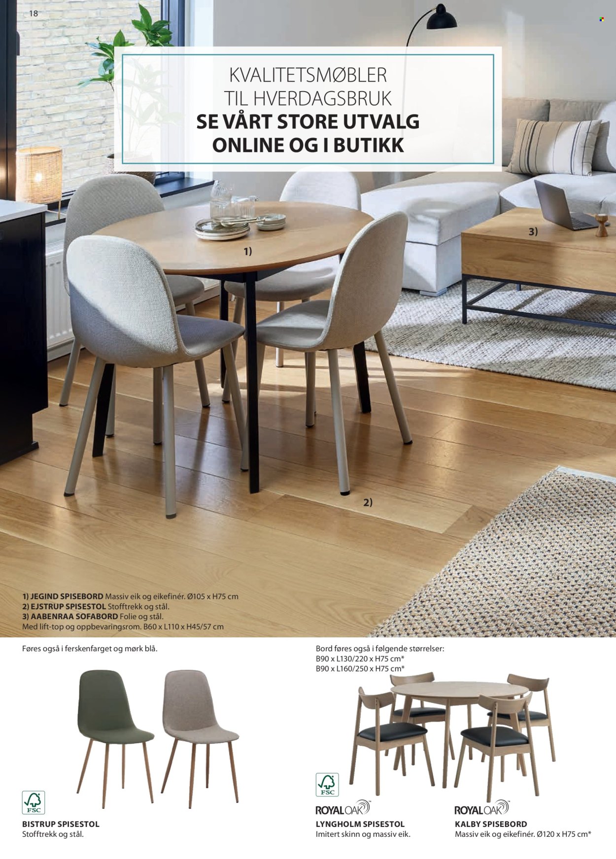 thumbnail - Kundeavis JYSK - Produkter fra tilbudsaviser - bord, spisebord, salongbord, stol, spisestol. Side 19.