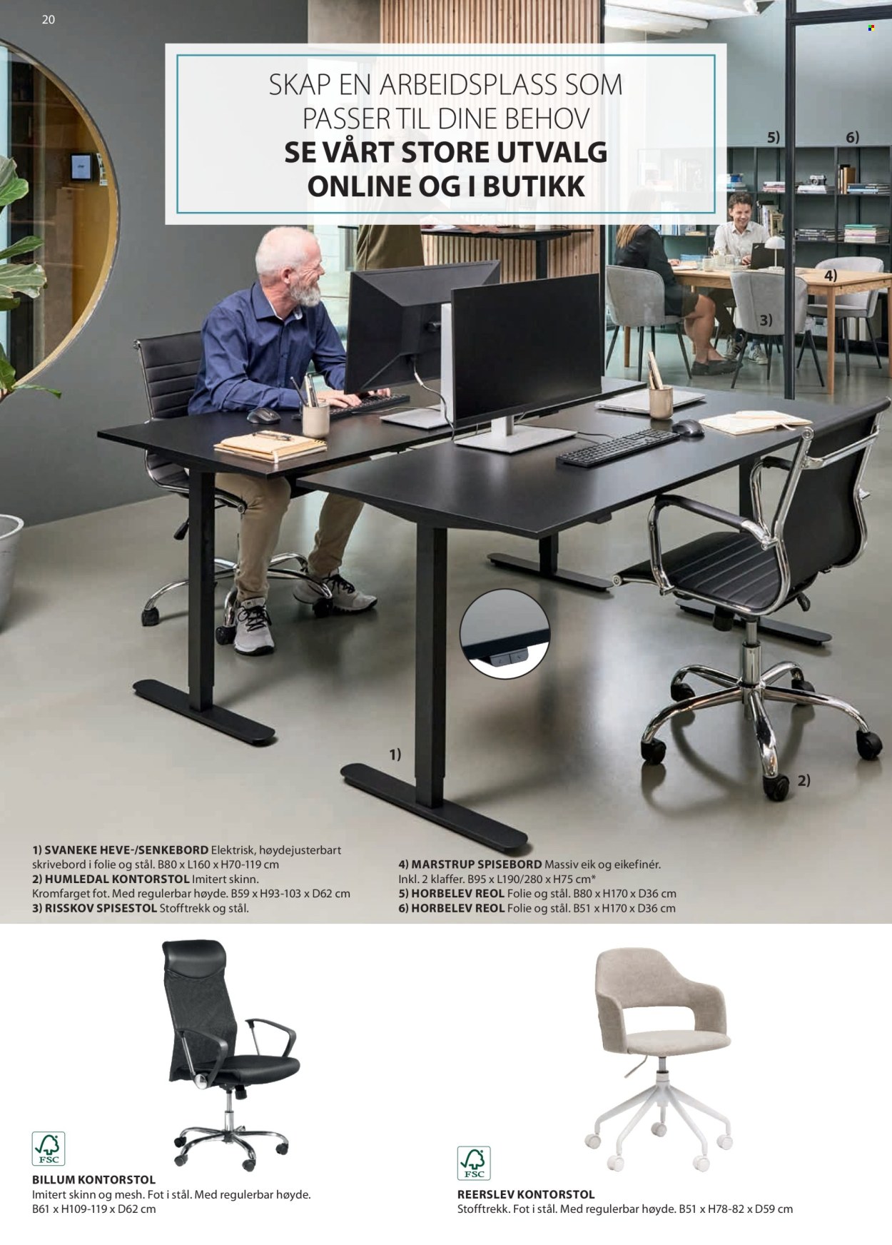 thumbnail - Kundeavis JYSK - Produkter fra tilbudsaviser - hylle, bord, spisebord, stol, spisestol, skrivebord, kontorstol. Side 21.