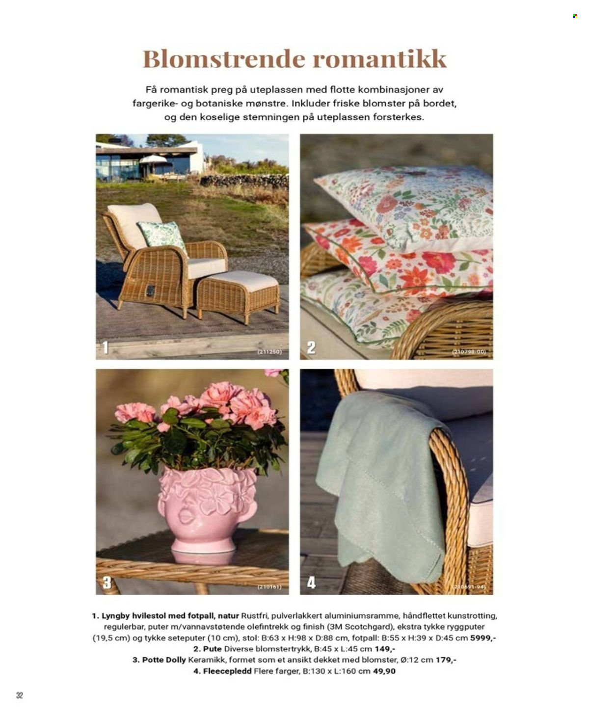thumbnail - Kundeavis Europris - Produkter fra tilbudsaviser - pute, stol, hvilestol, blomster. Side 25.