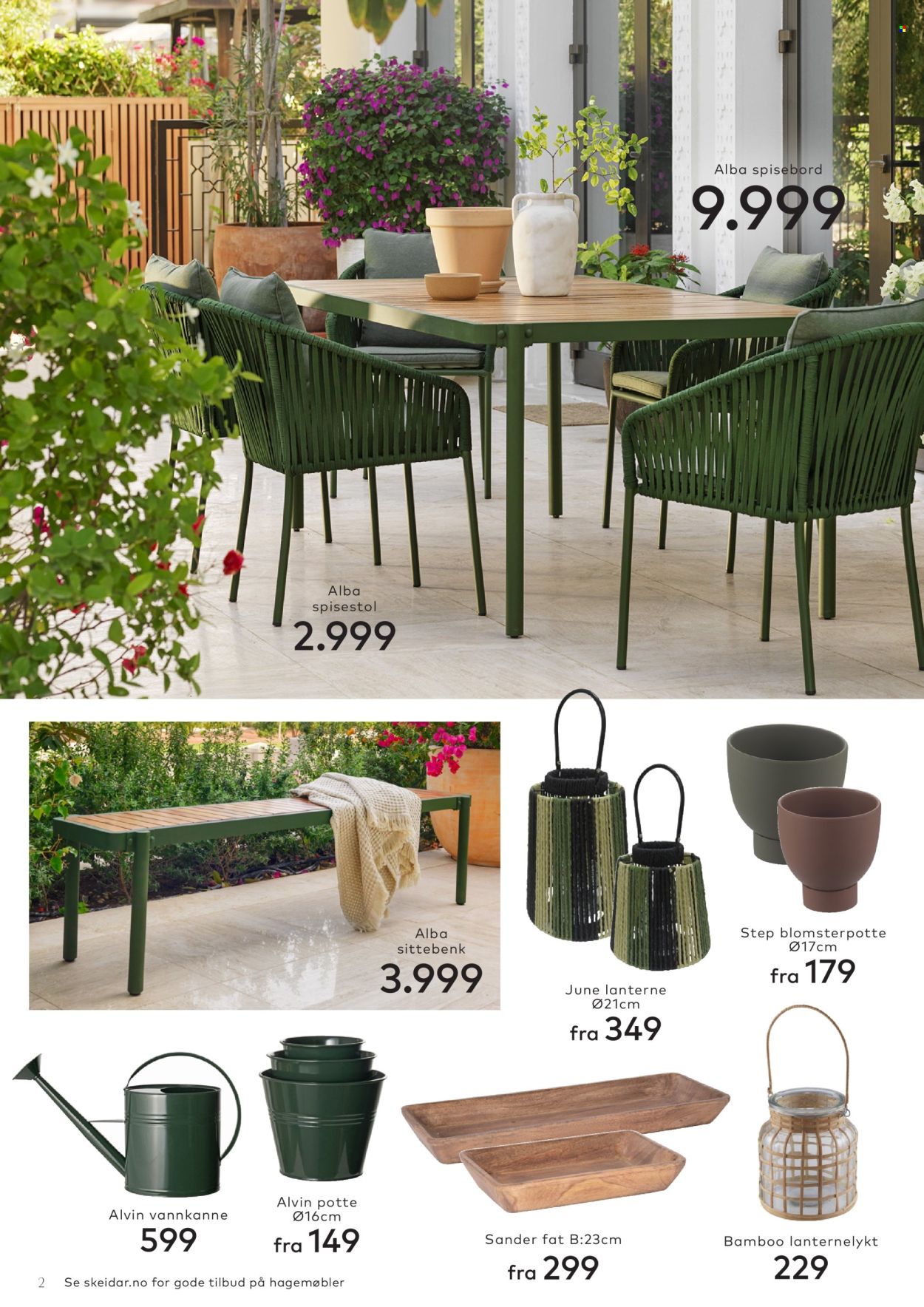 thumbnail - Kundeavis Skeidar - Produkter fra tilbudsaviser - bord, spisebord, stol, spisestol, hagemøbler, blomsterpotte, lanterne. Side 2.