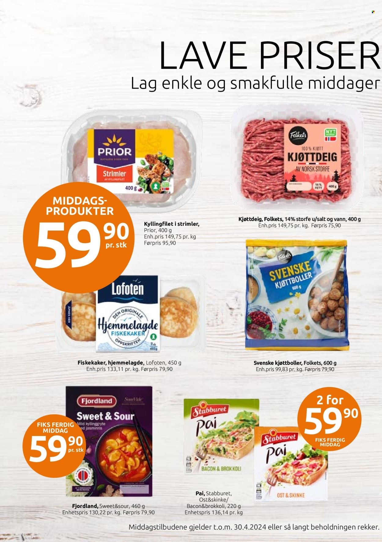 thumbnail - Kundeavis Joker - 1.4.2024 - 30.4.2024 - Produkter fra tilbudsaviser - kyllingfilet, kyllingkjøtt, kjøttboller, kjøttdeig, fiskekaker, svenske kjøttboller, bacon, skinke, ost, Fjordland. Side 2.