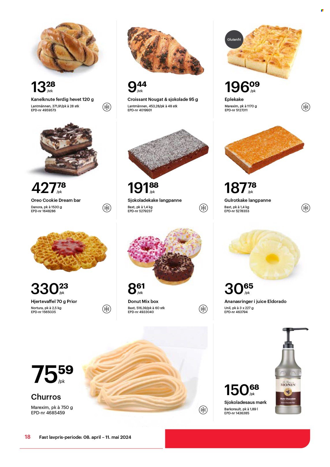 thumbnail - Kundeavis Storcash - 8.4.2024 - 11.5.2024 - Produkter fra tilbudsaviser - croissants, Oreo, nougat, sjokolade, sjokoladesaus, juice. Side 18.
