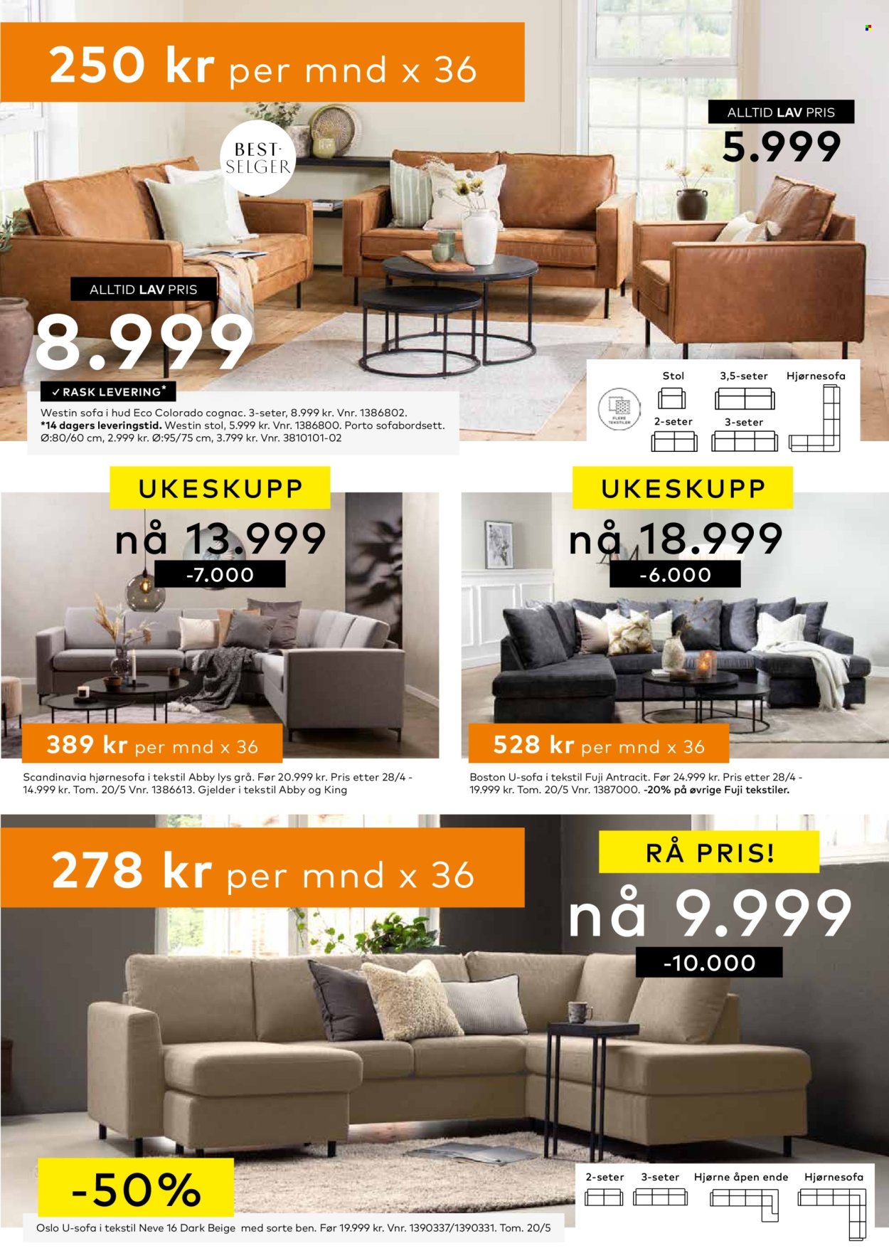 thumbnail - Kundeavis Skeidar - 21.4.2024 - 20.5.2024 - Produkter fra tilbudsaviser - stol, hjørnesofa, sofa. Side 9.