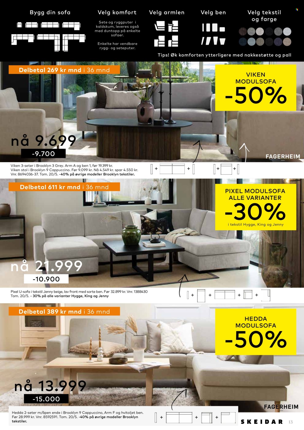 thumbnail - Kundeavis Skeidar - 21.4.2024 - 20.5.2024 - Produkter fra tilbudsaviser - stol, modulsofa, sofa. Side 13.