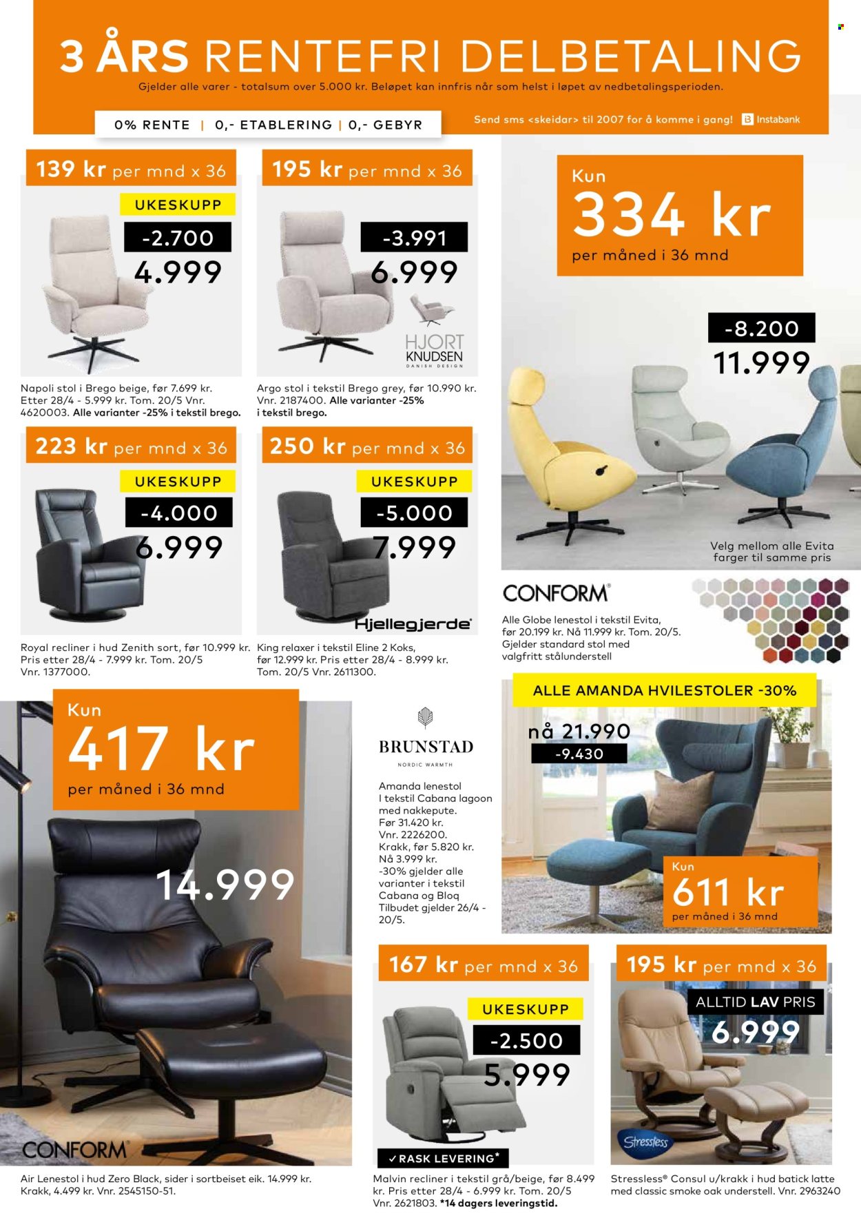thumbnail - Kundeavis Skeidar - 21.4.2024 - 20.5.2024 - Produkter fra tilbudsaviser - kan, pute, krakk, stol, hvilestol, lenestol. Side 14.