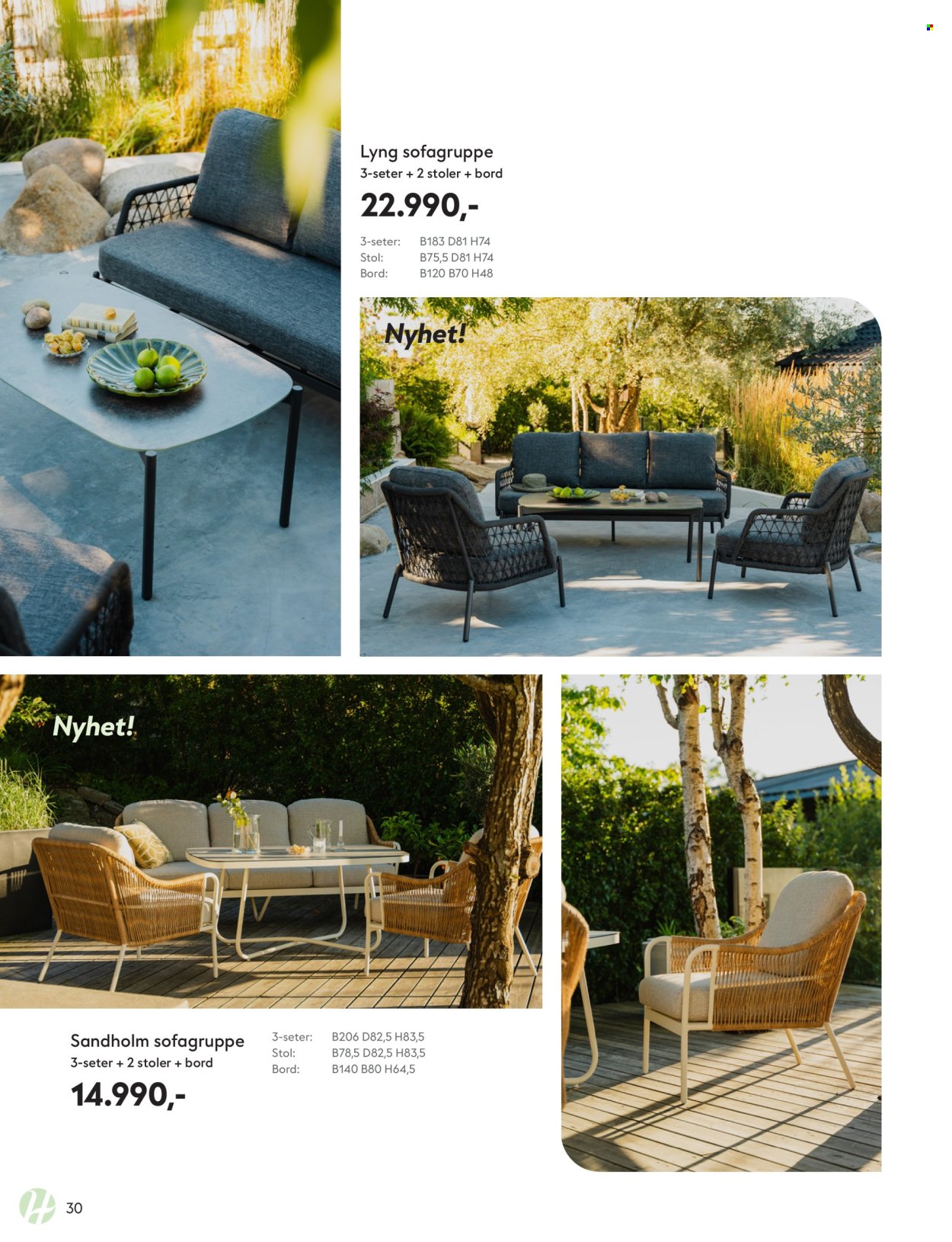 thumbnail - Kundeavis Hageland - Produkter fra tilbudsaviser - bord, stol, sofa, sofagruppe, planter. Side 30.
