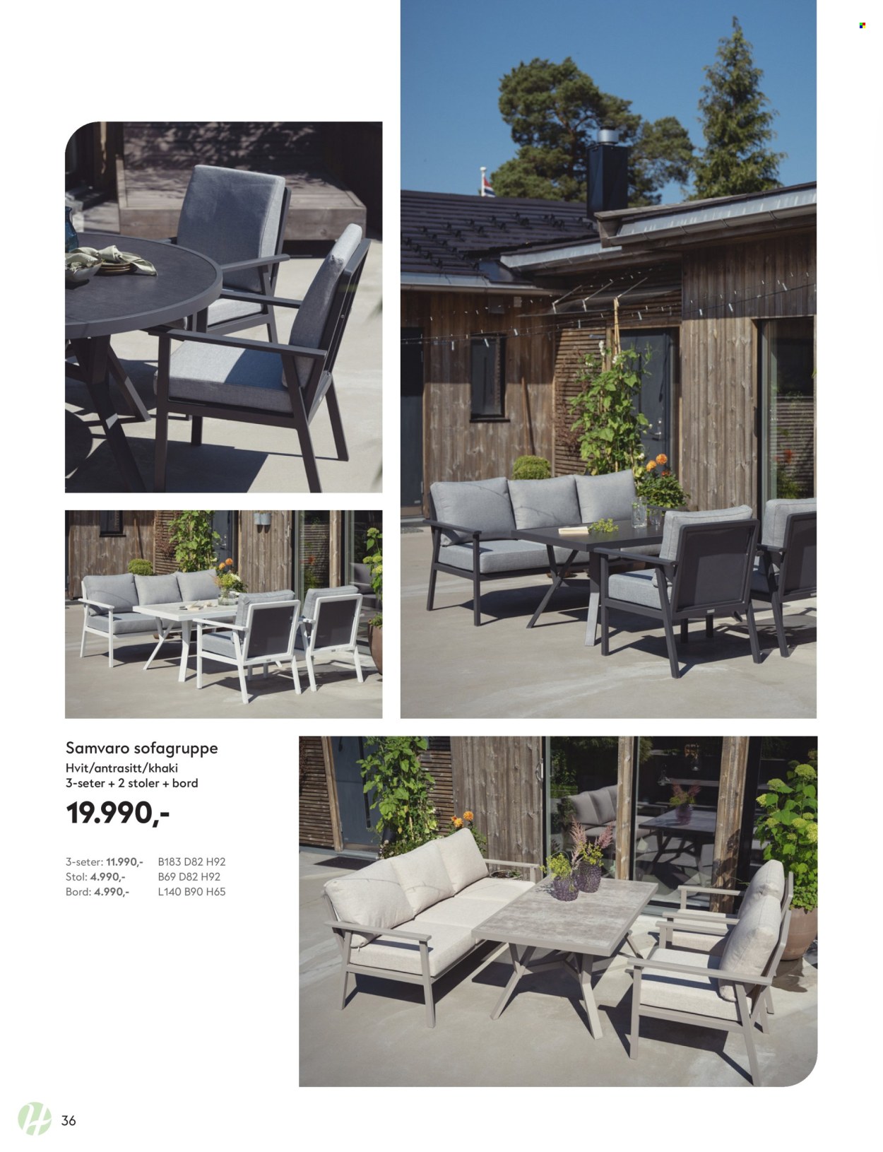 thumbnail - Kundeavis Hageland - Produkter fra tilbudsaviser - bord, stol, sofa, sofagruppe. Side 36.