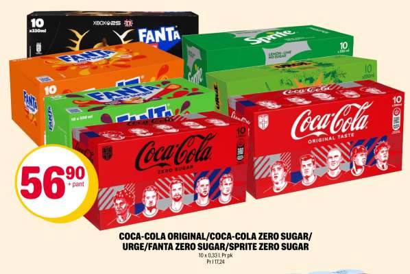 Coca-Cola Original/Coca-Cola Zero Sugar/Urge/Fanta Zero Sugar/Sprite Zero Sugar