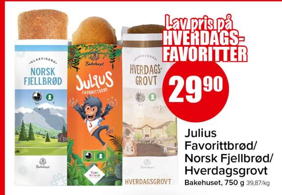 Julius Favorittbrød/ Norsk Fjellbrød/ Hverdagsgrovt