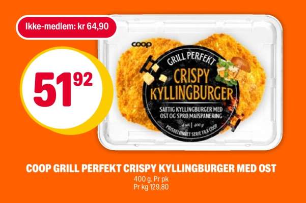 COOP GRILL PERFEKT CRISPY KYLLINGBURGER MED OST