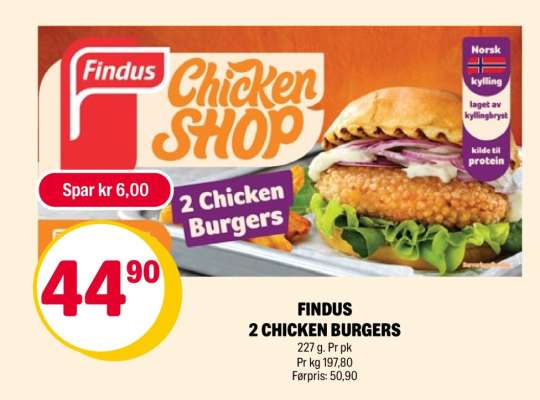 FINDUS 2 CHICKEN BURGERS