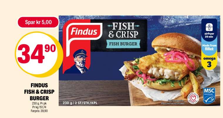 FINDUS FISH & CRISP BURGER