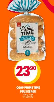 COOP PRIME TIME PØLSEBRØD