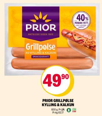 PRIOR GRILLPØLSE KYLLING & KALKUN