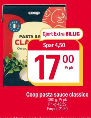 Coop pasta sauce classico