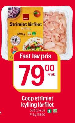 Coop strimlet kylling lårfilet