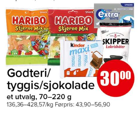 Godteri/tyggis/sjokolade