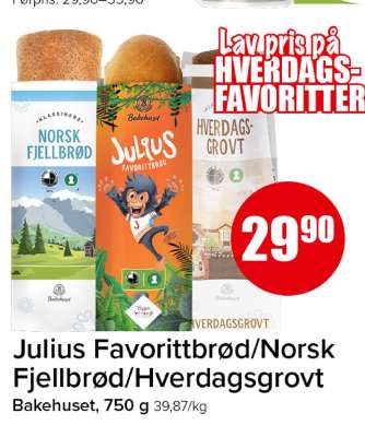 Julius Favorittbrød/ Norsk Fjellbrød/ Hverdagsgrovt
