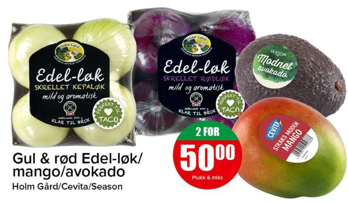 Gul & rød Edel-løk/mango/avokado