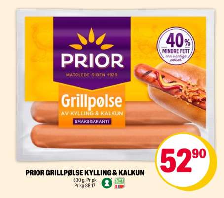 PRIOR GRILLPØLSE KYLLING & KALKUN