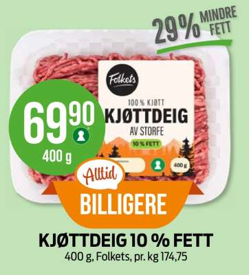 KJØTTDEIG 10 % FETT