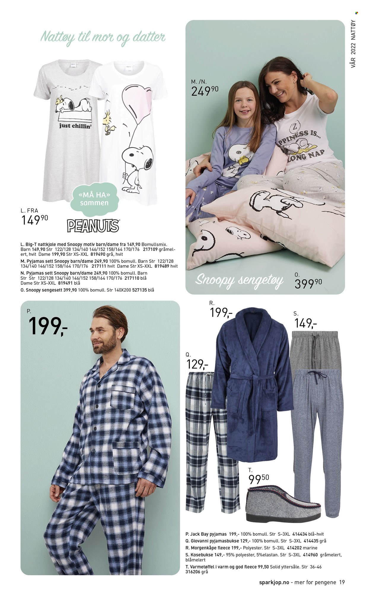 Kundeavis Sparkjøp - Produkter fra tilbudsaviser - morgenkåpe, nattkjole, pyjamas. Side 19.