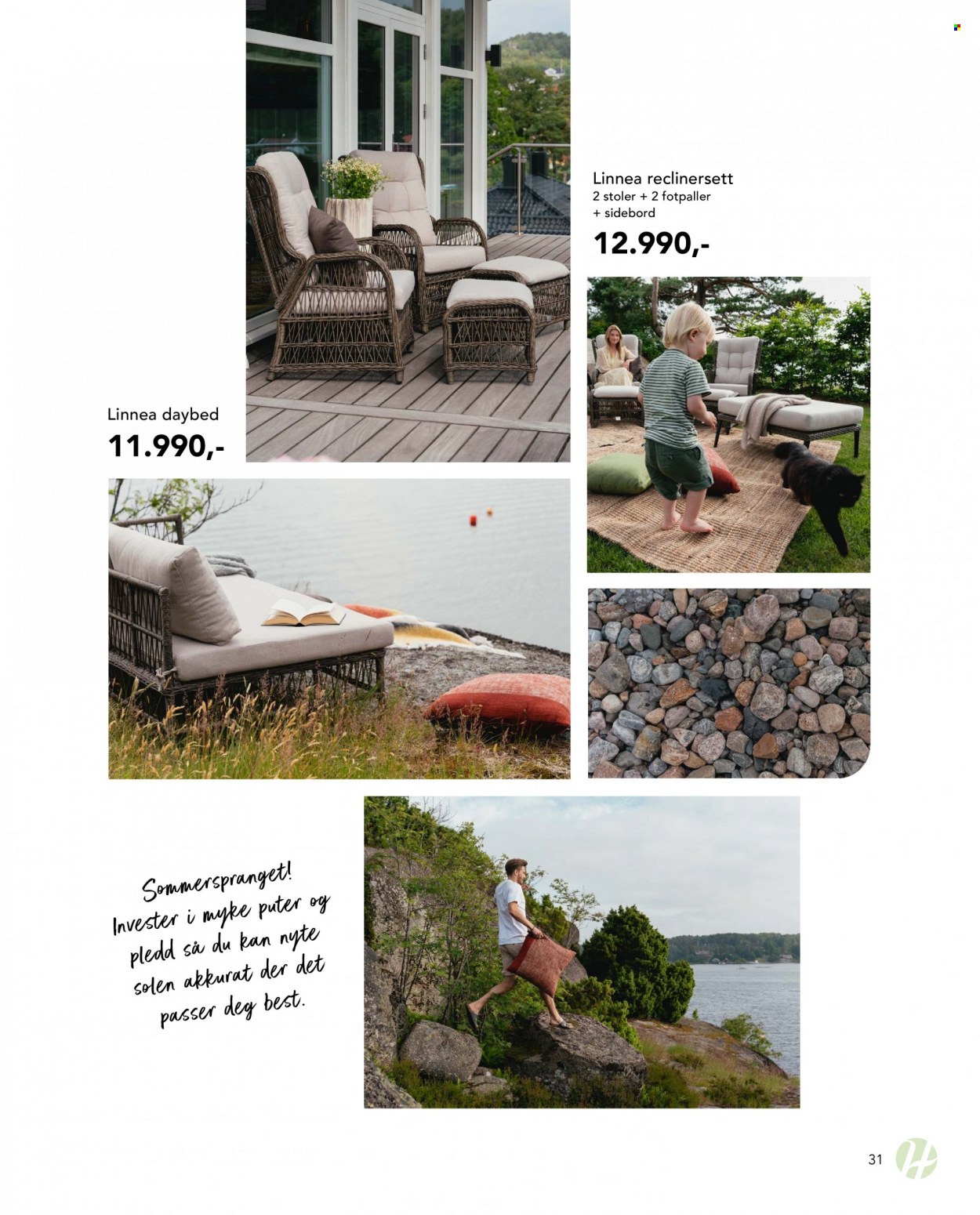 Kundeavis Hageland - Produkter fra tilbudsaviser - pledd, puter, stol. Side 31.
