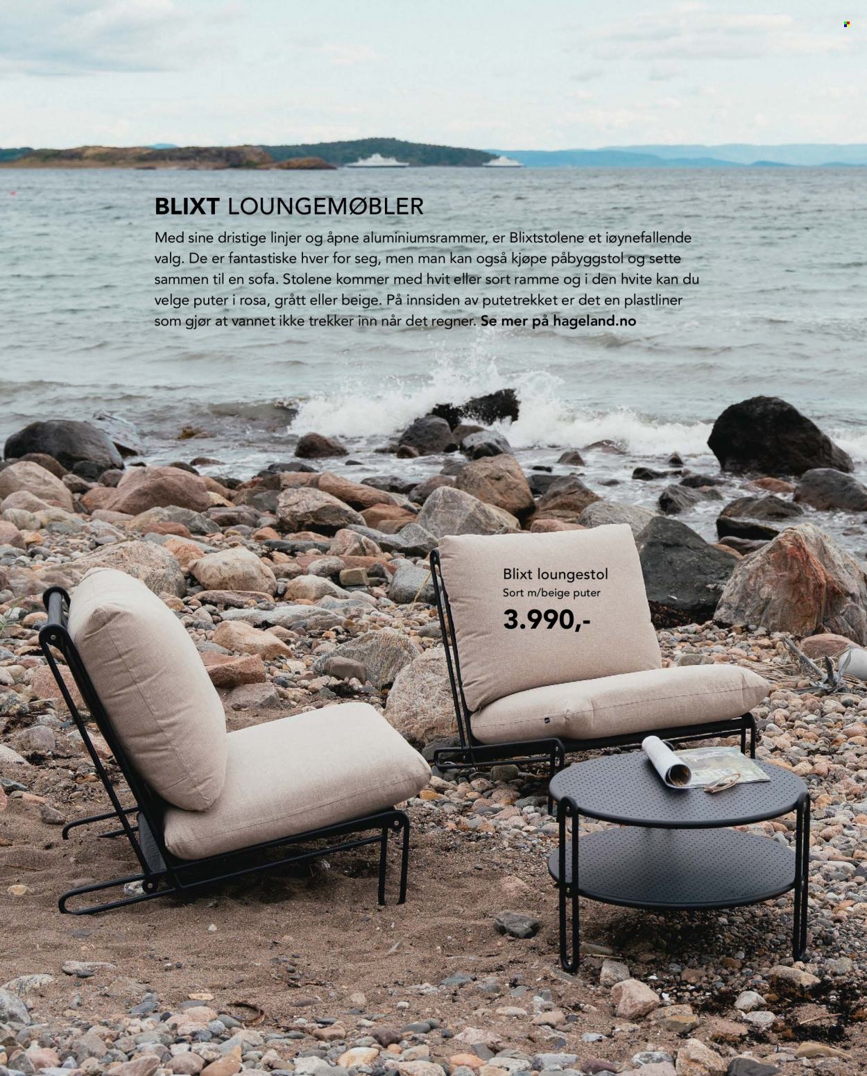 Kundeavis Hageland - Produkter fra tilbudsaviser - loungestol, puter, sofa. Side 38.