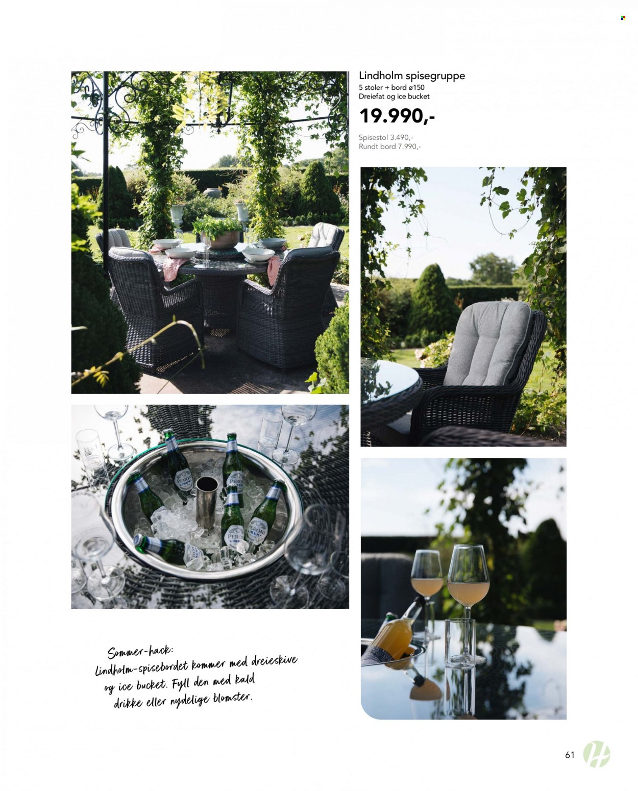 Kundeavis Hageland - Produkter fra tilbudsaviser - bord, stol, spisestol, rundt bord. Side 61.