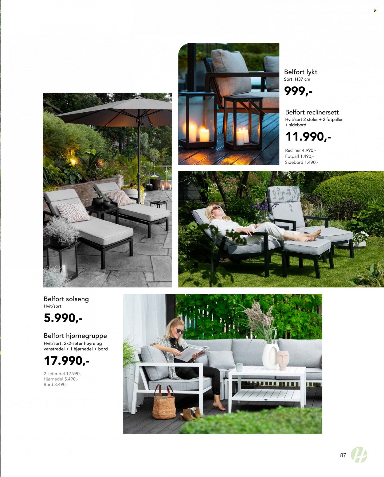 Kundeavis Hageland - Produkter fra tilbudsaviser - bord, stol, solseng. Side 87.