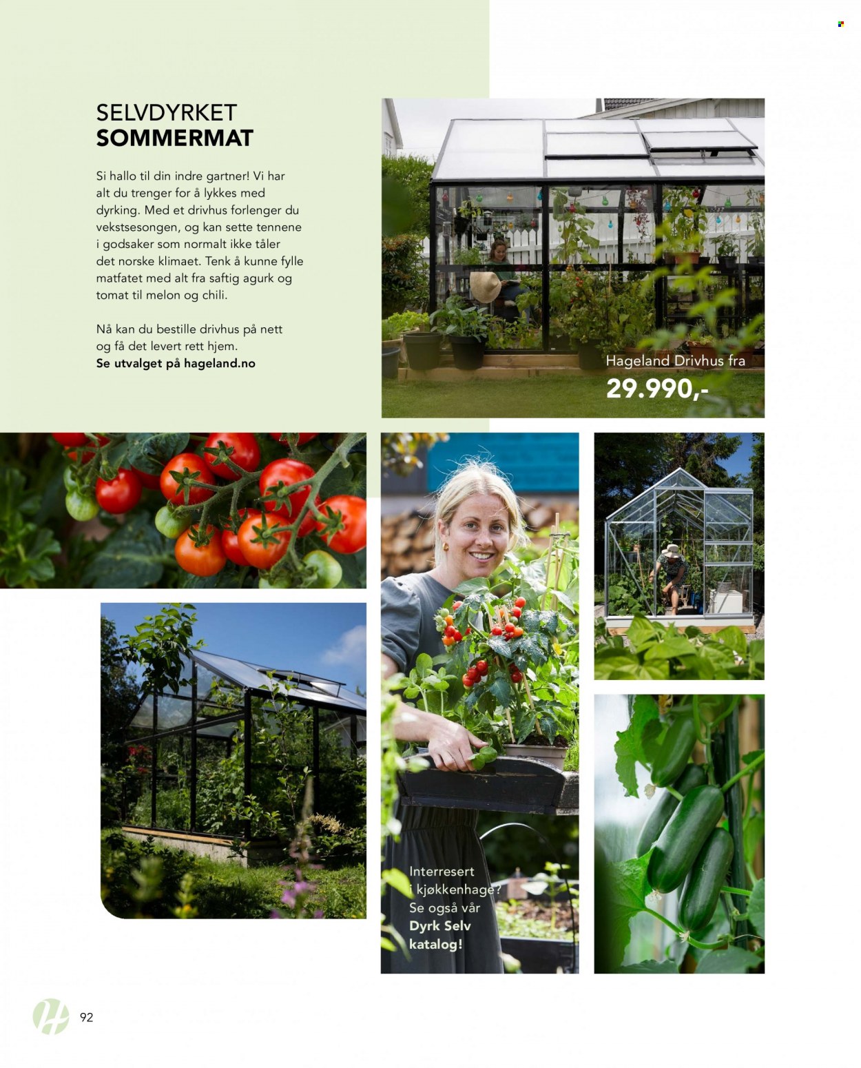 Kundeavis Hageland - Produkter fra tilbudsaviser - agurk, melon, tomat, drivhus. Side 92.