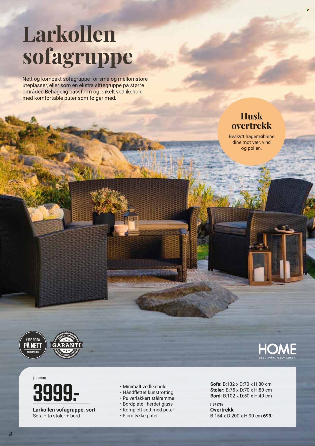 Kundeavis Europris - Produkter fra tilbudsaviser - bord, puter, stol, sofa. Side 24.