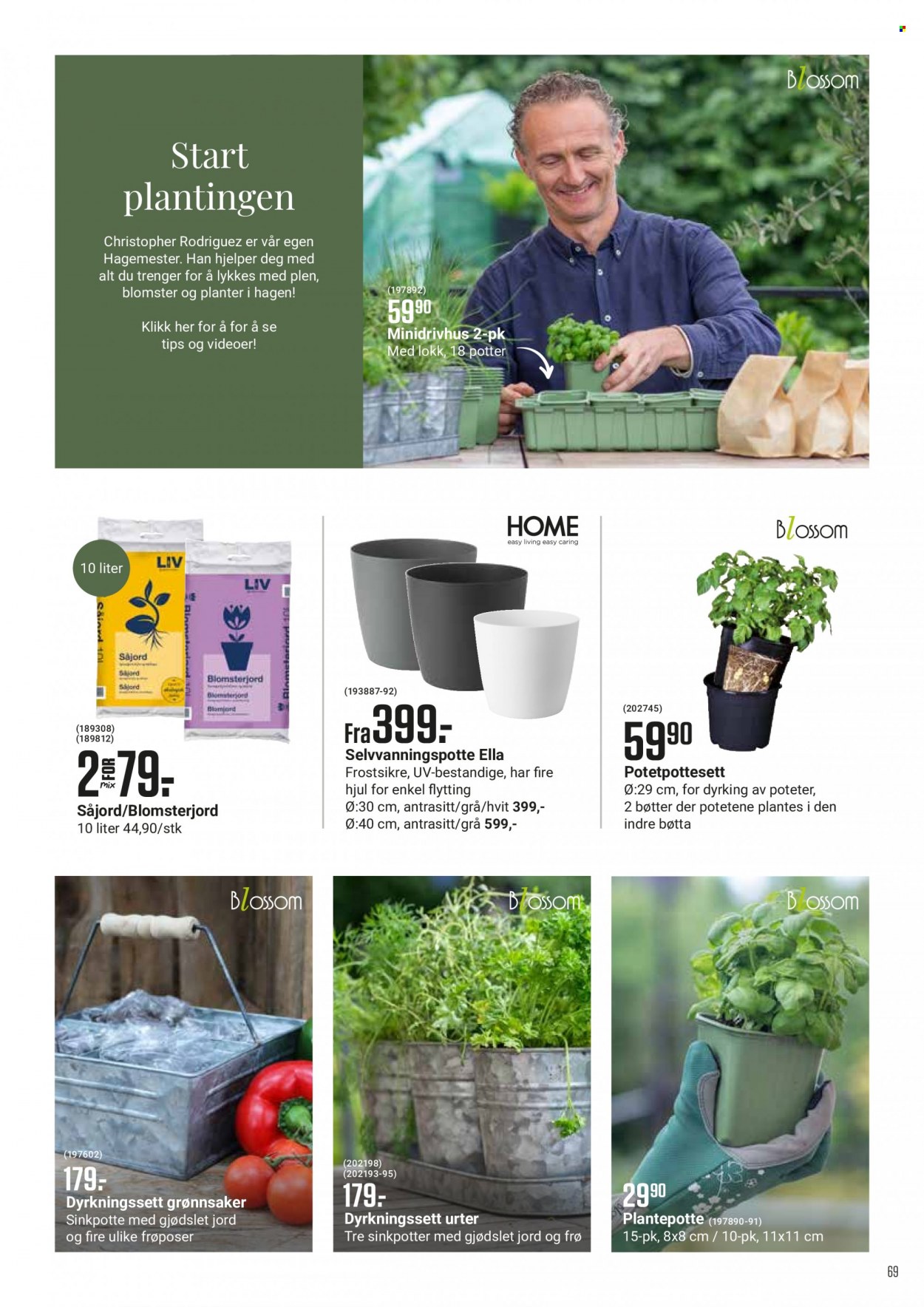 Kundeavis Europris - Produkter fra tilbudsaviser - planter, grønnsaker. Side 69.