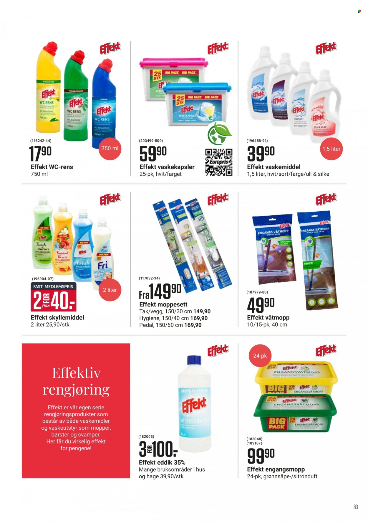 Kundeavis Europris - Produkter fra tilbudsaviser - rengjøringsprodukter, eddik. Side 83.