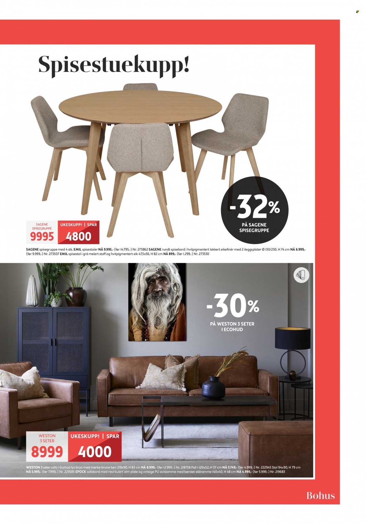 Kundeavis Bohus - 02.05.2022 - 12.06.2022 - Produkter fra tilbudsaviser - stol, spisebord, spisestol, sofa, lys. Side 3.