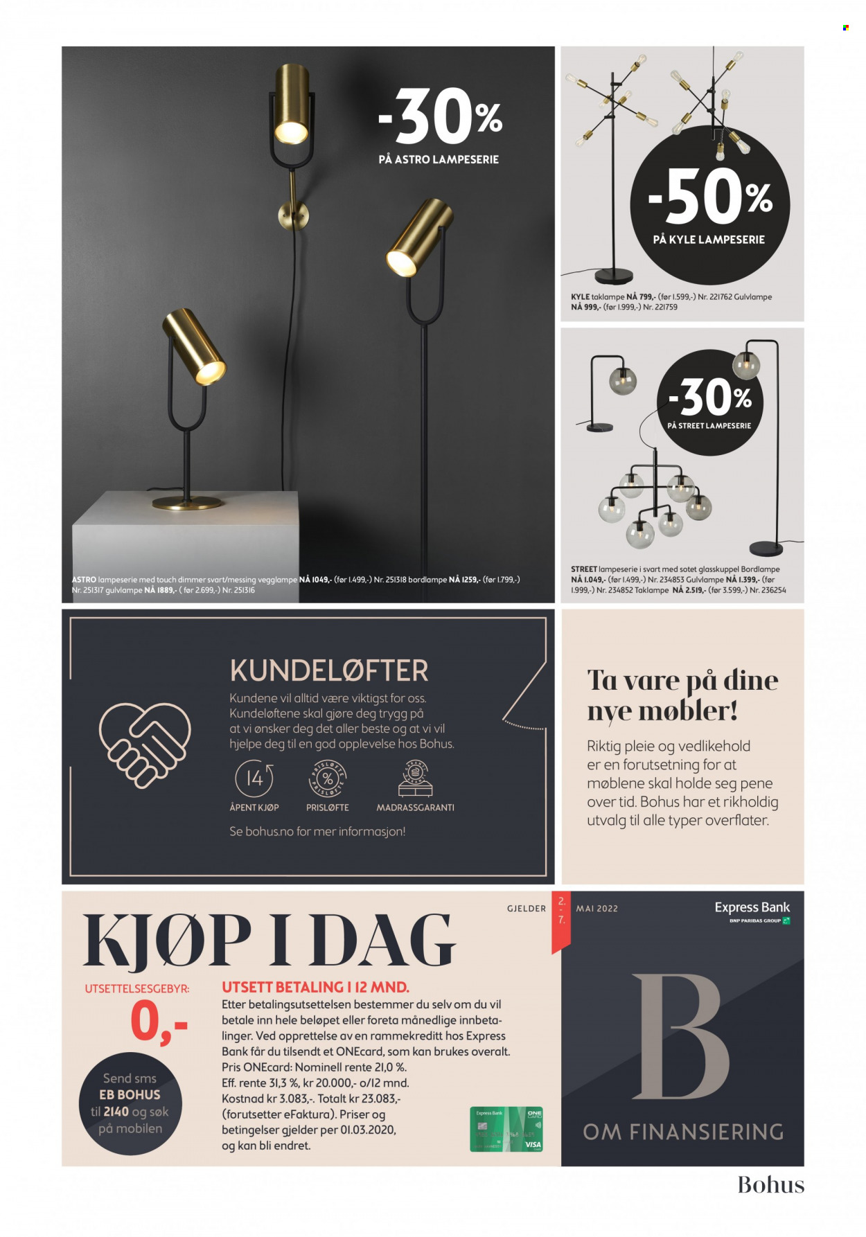 Kundeavis Bohus - 02.05.2022 - 12.06.2022 - Produkter fra tilbudsaviser - bordlampe, madrass, taklampe, vegglampe. Side 23.