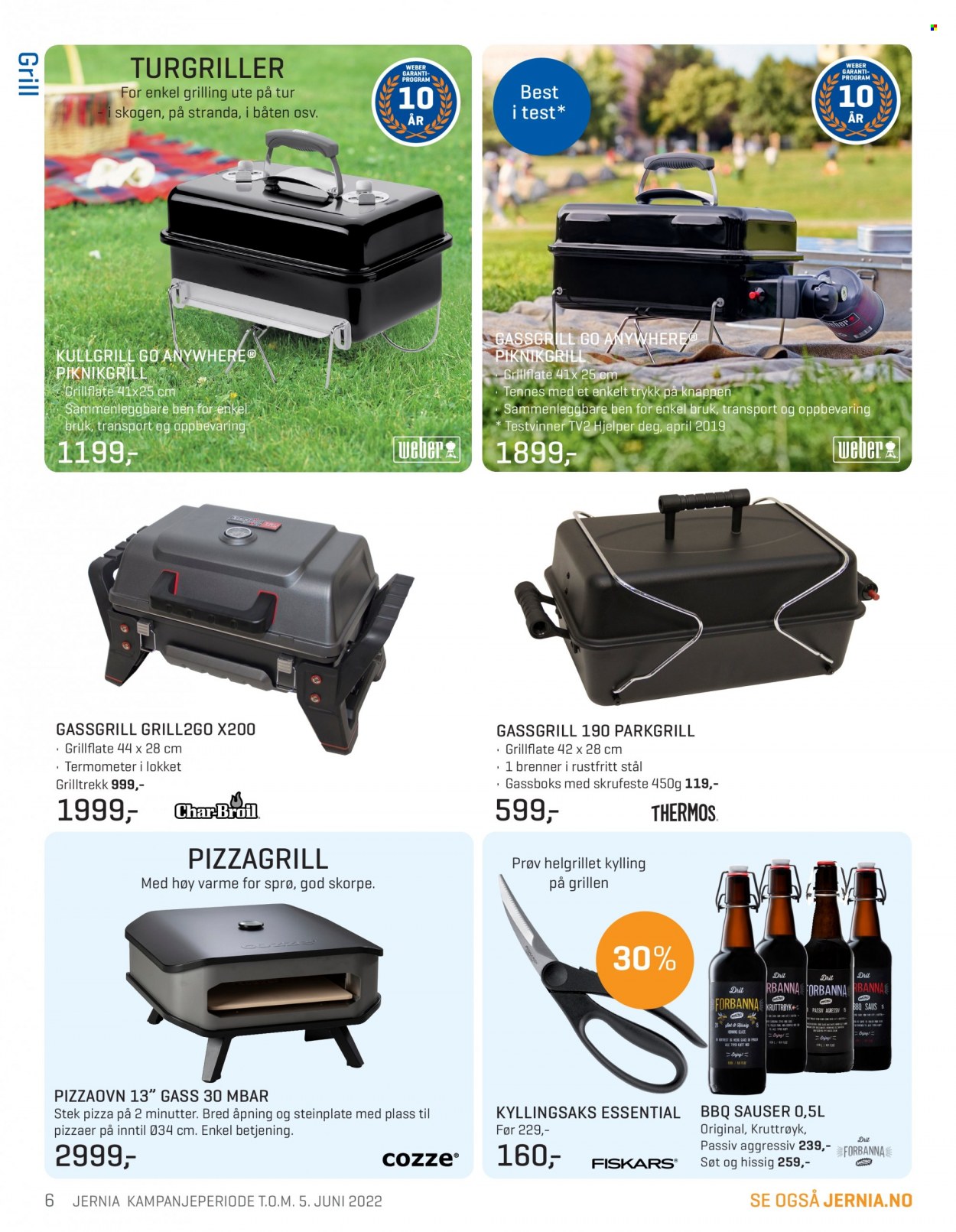 Kundeavis Jernia - 09.05.2022 - 05.06.2022 - Produkter fra tilbudsaviser - grill, pizza, kylling, Weber. Side 6.
